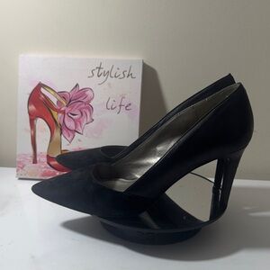 BCBGeneration Black Suede Toe W/ Leather Body High Heels Women’s Size 9M